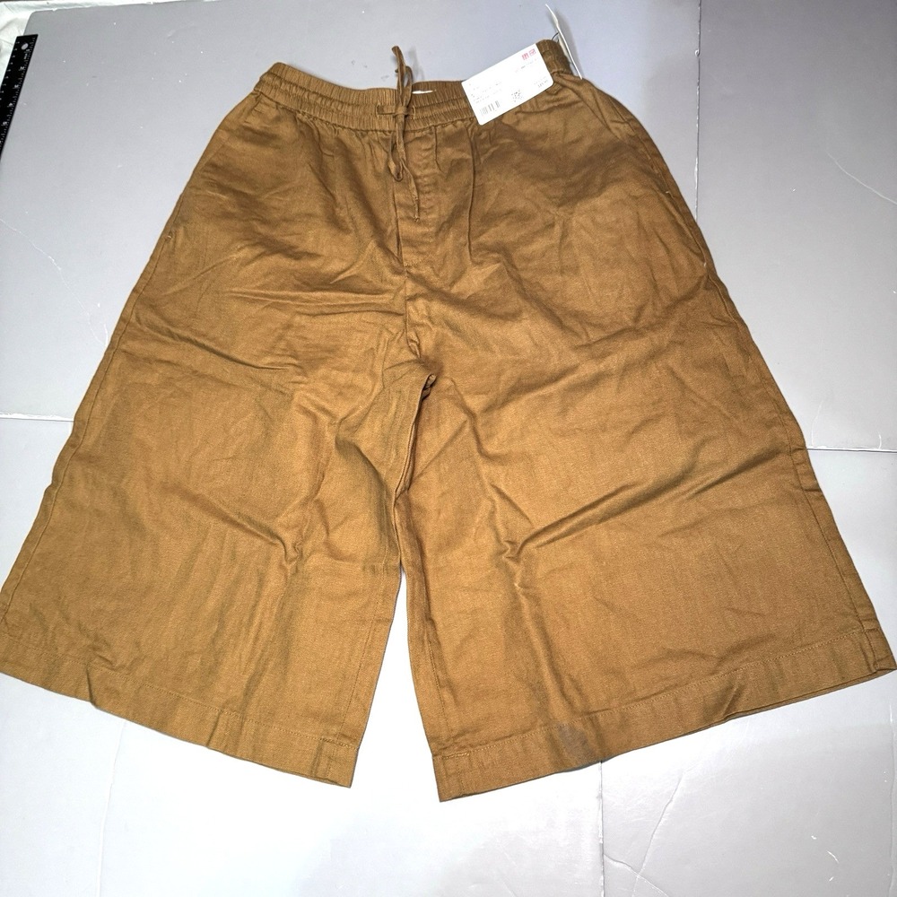 Uniqlo X Comptior Des Cotonniers Linen Blend Culotte Brown Women Small New Wide